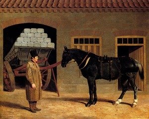 John Frederick Herring Snr - A Cart Horse And Driver Outside A Stable