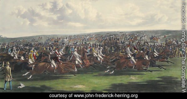The Start of the Memorable Derby of 1844, engraved by Charles Hunt (1803-77)