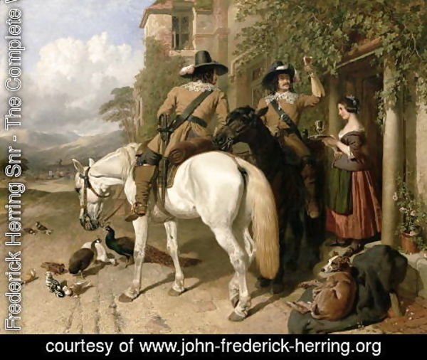 John Frederick Herring Snr - Cavaliers taking refreshments outside an Inn
