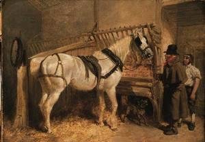 A St. Giles' Cab Horse in a Stable with Grooms