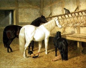 John Frederick Herring Snr - Ponies at the Manger
