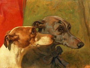 John Frederick Herring Snr - The Greyhounds 'Charley' and 'Jimmy' in an Interior