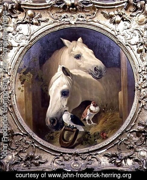 John Frederick Herring Snr - Horses by a Stable Door