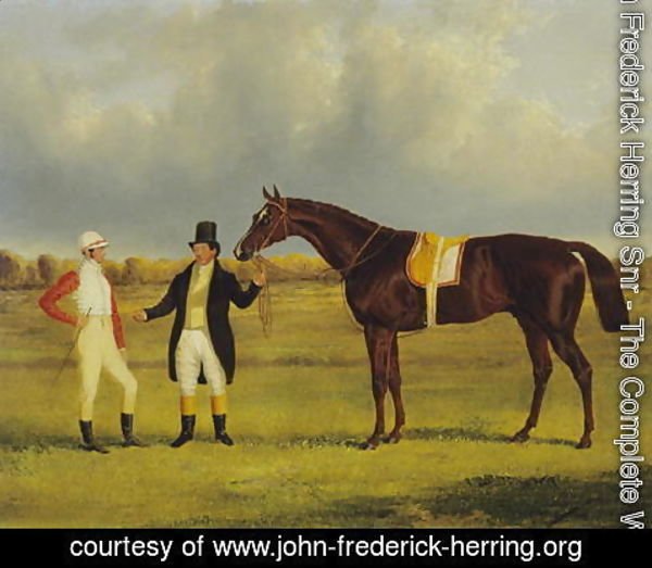 John Frederick Herring Snr - 'Euclid' with his Jockey Conolly and Trainer Pettit