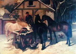 John Frederick Herring Snr - At the Water Trough in Winter