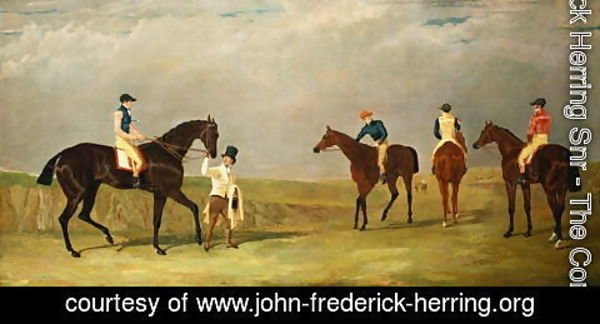 John Frederick Herring Snr - Preparing to start for the Doncaster Gold Cup, 1825, with Mr. Whitaker's 'Lottery', Mr. Craven's 'Longwaist', Mr.Lambton's 'Cedric' and Mr. Farquharson's 'Figaro'