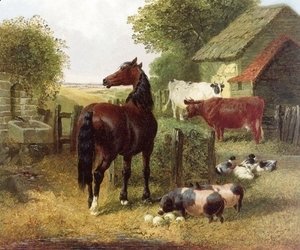 John Frederick Herring Snr - A Horse, Pigs, Cows and Ducks