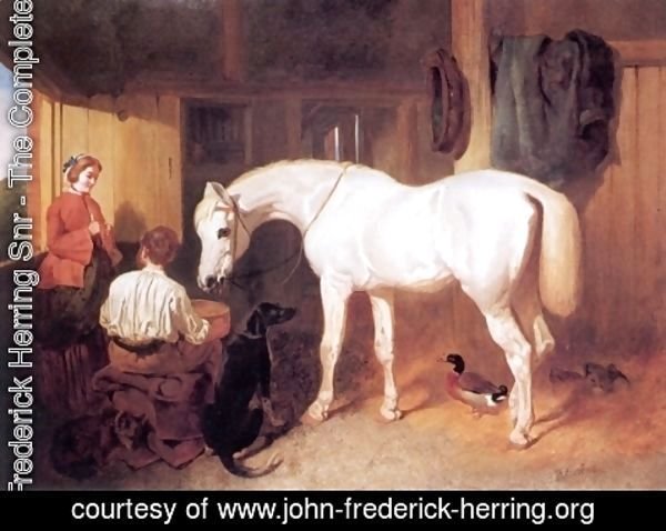 John Frederick Herring Snr - Feeding in the Stable