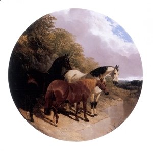 John Frederick Herring Snr - Horses Beside a River 1850