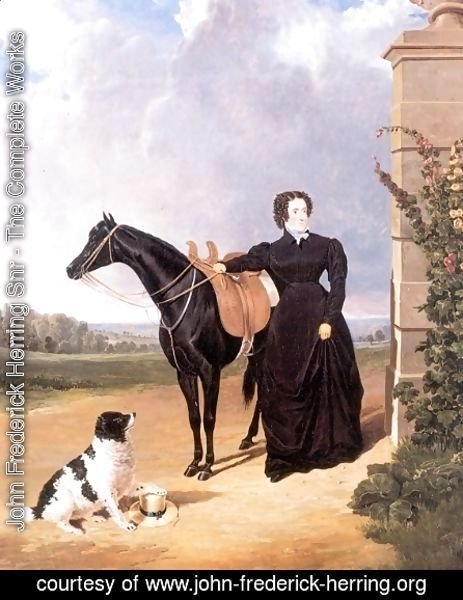 John Frederick Herring Snr - Lady With Her Mount and Spaniel 1823