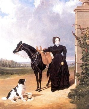 John Frederick Herring Snr - Lady With Her Mount and Spaniel 1823