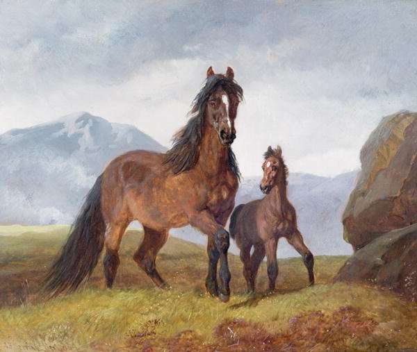 A Welsh Mountain Mare and Foal, 1854 by John Frederick Herring, Sr.