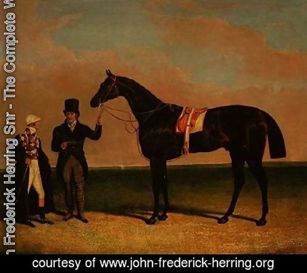 John Frederick Herring Snr - Mr Richard Watts' 'Rockingham' held by his trainer Forth with jockey Sam Darling, winner of the St. Leger 1833 and the Goodwood Cup, 1835