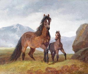 John Frederick Herring Snr - A Welsh Mountain Mare and Foal, 1854