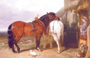 John Frederick Herring Snr - Carthorses by a Cottage Door, 1854
