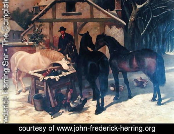 John Frederick Herring Snr - At the Water Trough in Winter