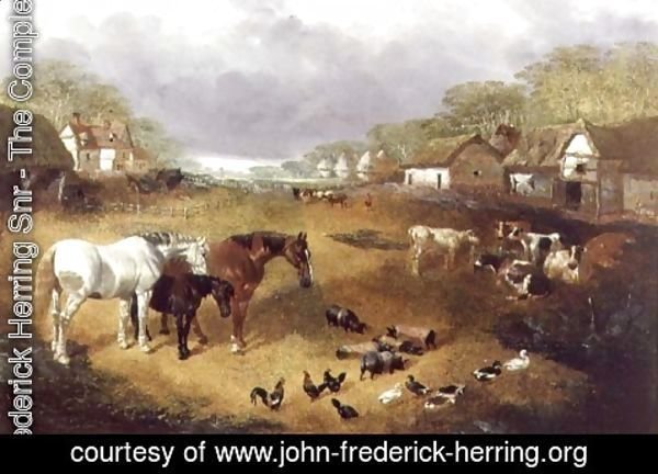John Frederick Herring Snr - A farmyard in Spring