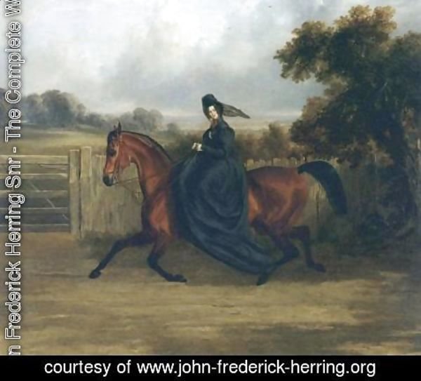 John Frederick Herring Snr - Lady Rush Out Riding Sidesaddle 1843