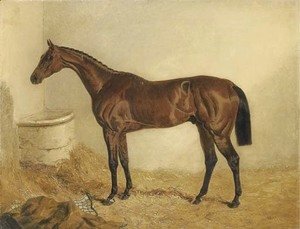 John Frederick Herring Snr - Little Wonder, winner of the Derby, 1840, in a stable