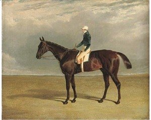 Margrave with J. Robinson up, a racecourse beyond