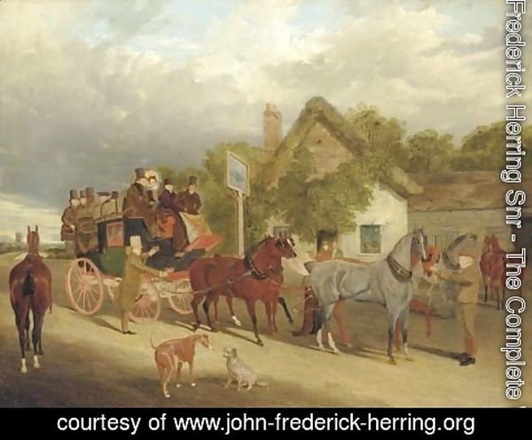 John Frederick Herring Snr - The Royal Mail - Changing Horses outside the Red Lion