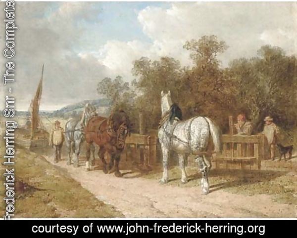 John Frederick Herring Snr - Barge horses by a lock