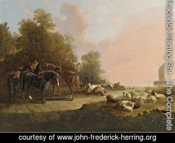 John Frederick Herring Snr - Awaiting The Return Of The Ferry Boat