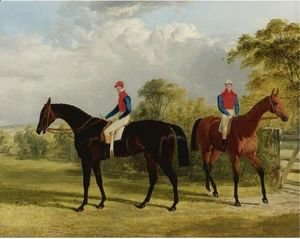 John Frederick Herring Snr - The Earl Of Chesterfield's Industry With W. Scott Up And Caroline Elvina With J. Holmes Up In A Paddock
