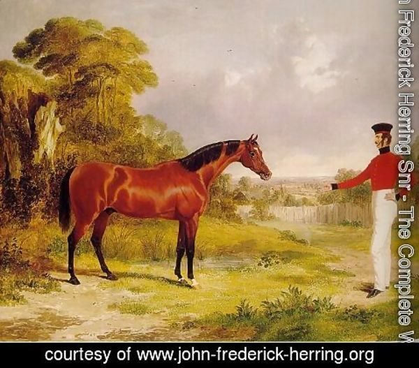 John Frederick Herring Snr - A Soldier with an Officer's Charger  1839
